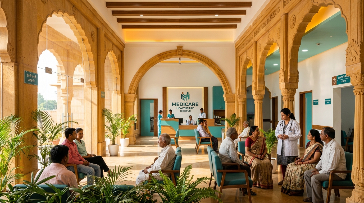 Clinic with Mehrangarh-inspired warm tones in Jodhpur Rajasthan