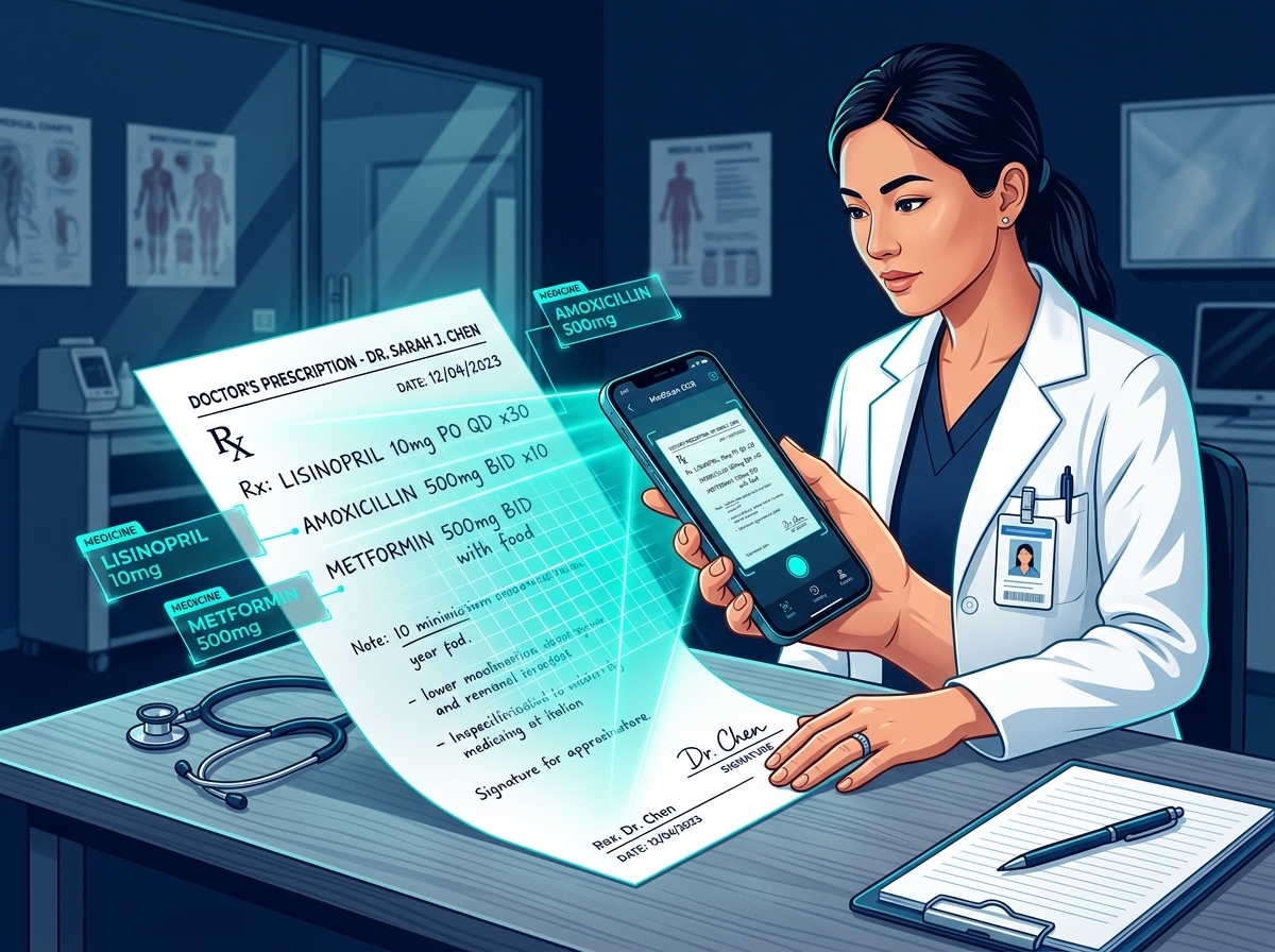 Prescription being scanned by Document Intelligence agent
